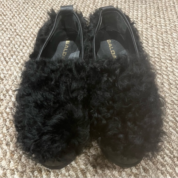 New Baldan leather fur low wedge heel size 39  US 8.5 - Picture 2 of 6